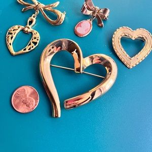 Lot of 4 Brooches - MONET Heart - Sweetheart Gift - Vintage Wedding Bride Bouque